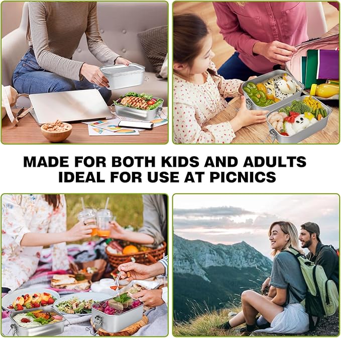 8 Pcs Stainless Steel Bento Box 550ml Lunch Box for Dishwasher Bento Box Reusable Lunch Box Stainless Steel Food Storage Containers for Home Work School Camping Supplies