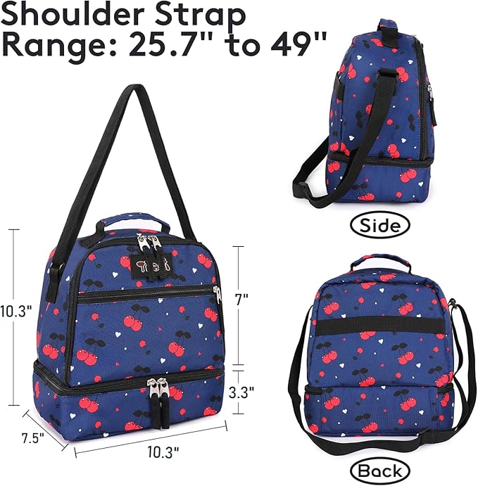 Tilami Lunch Bags Insulated Adjustable Strap Zipper, Water-Resistant Cooler Bags, Bento Bags for Kids Toddlers, Baseball