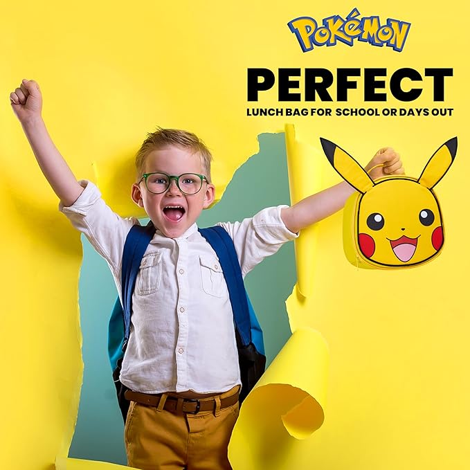 Pokemon Lunch Box Kids, Insulated Lunch Bag for School (Yellow)