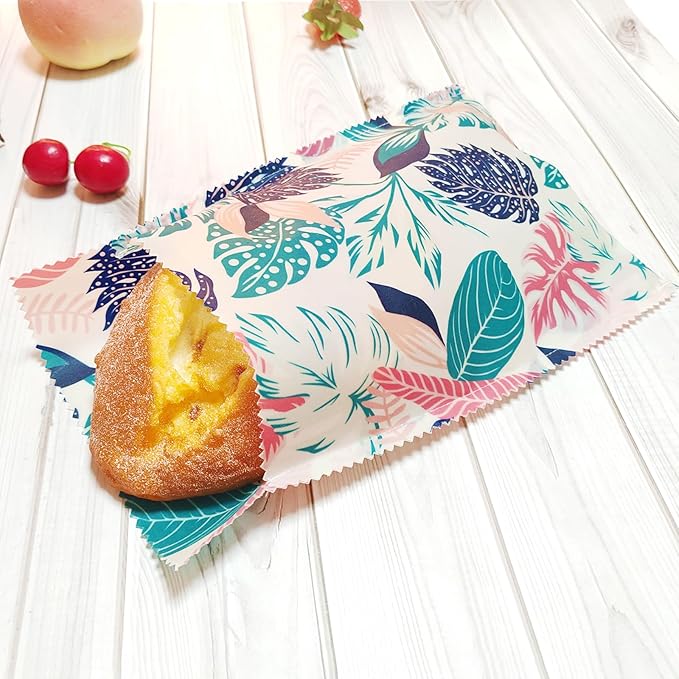 4 Pack Reusable Beeswax Food Bags - Organic, Eco-friendly Bread & Snack Bags