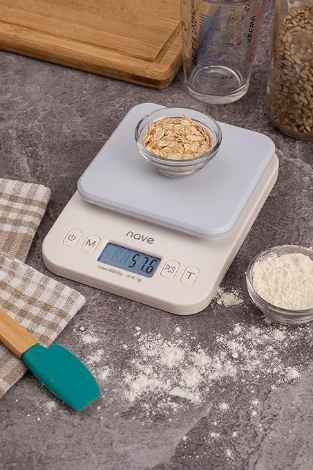 Nave Digital Kitchen Scale, 6kg/0.1g High Precision Food Scale with LCD Display, Multiple Units (g/oz/ml/lb), Battery Operated – Ideal for Baking, Cooking & Weight Control Color Scale for Hair Salon
