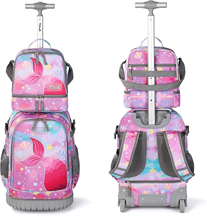 Tilami Lunch Bags Insulated Adjustable Strap Zipper, Water-Resistant Cooler Bags, Bento Bags for Kids Toddlers, Pink Tail
