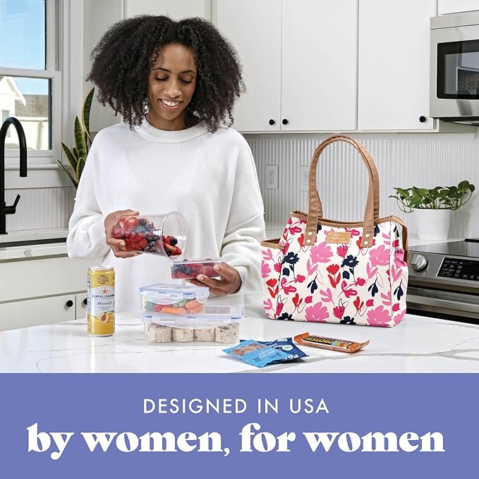 Fit & Fresh Lunch Bag For Women, Insulated Womens Lunch Bag For Work, Leakproof & Stain-Resistant Large Lunch Box For Women With Containers and Matching Tumbler, Zipper, Westerly Lunch Bag, Floral