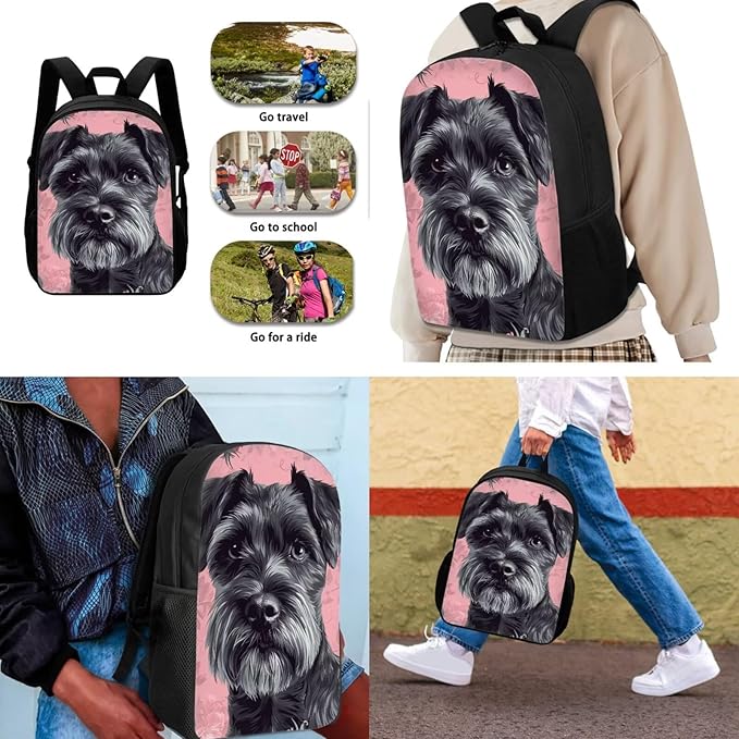 Dolyues Yorkshire Terrier Girls' 3-Piece Backpack Set 17 Inch Cute School Backpack, Insulated Lunch Bag & Pencil Case for Elementary Students