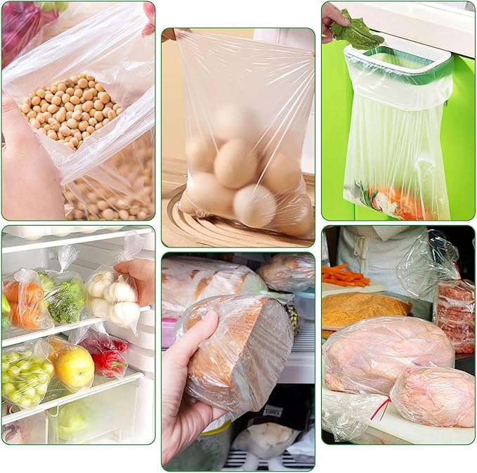 Food Bag, 14" X 20" Plastic Produce Bags Roll, Fresh-Keeping Clear Plastic Bag for Food, Fruit, Vegetable, Bread, Kitchen, freezer, Supermarket, 350 Produce Bags/Roll (2 Rolls)