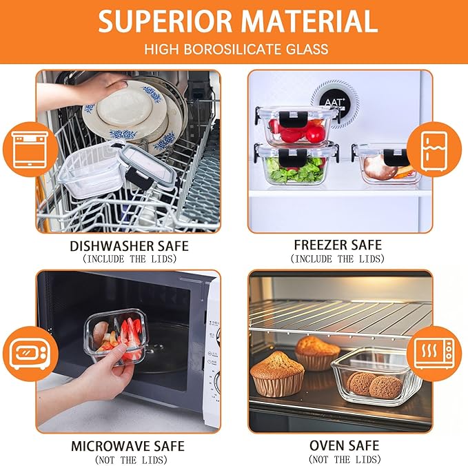 Bariatric Meal Prep Containers, Glass Bariatric Portion Control Containers, 3 Pack Food Storage Containers with Lids, Bariatric Must Haves, 8 oz Reusable Glass Snack Containers with Lids