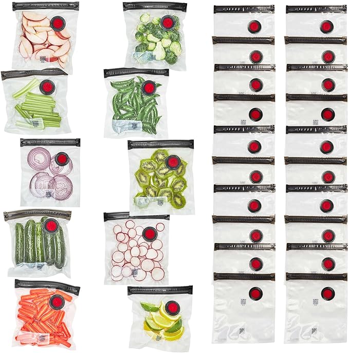 ZWILLING Fresh & Save Set 30-pc Vacuum Sealer Bag for Food, 1/2 Gallon, Sous Vide Bag, Reusable Food Storage Bag for Meal Prep, Reusable Snack Bags, Dishwasher Safe, Small, Clear