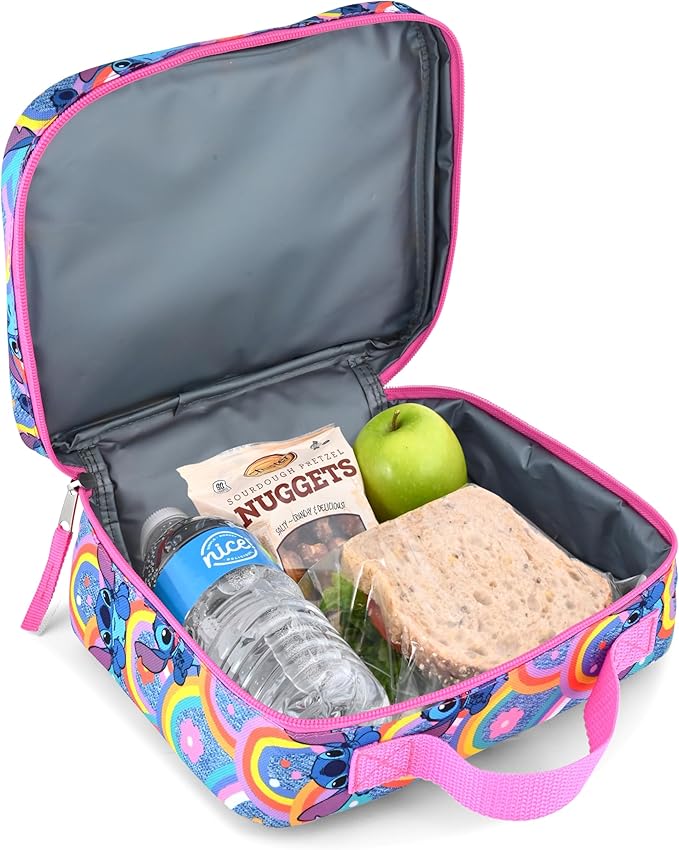 Fast Forward Stitch Lunch Box for Kids | Insulated Lunch Bag Lunch Box for Girls, Boys, Unisex | Lilo and Stitch Multicolor Reusable Lunchbox