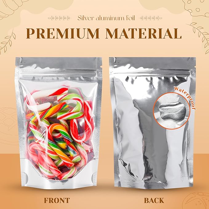 100 PACK Mylar Bags for Food Storage and Resealable Bags for Small Business Packaging Supplies Great for Party Favor Food Storage Bags (Silver,4x6Inches)