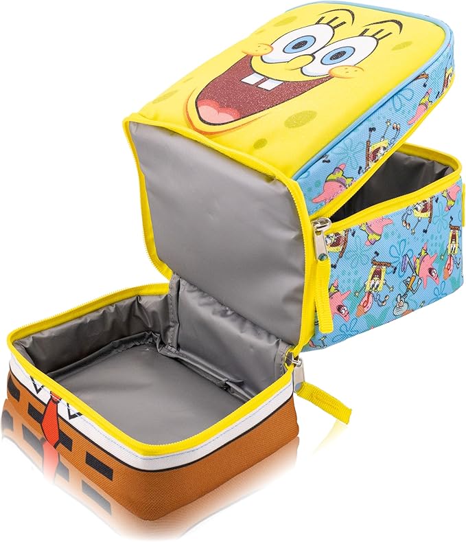Fast Forward SpongeBob SquarePants Lunch Box for Kids With Glitter | Insulated Lunch Bag Lunch Box for Boys, Girls, Toddlers | SpongeBob SquarePants Reusable Lunchbox