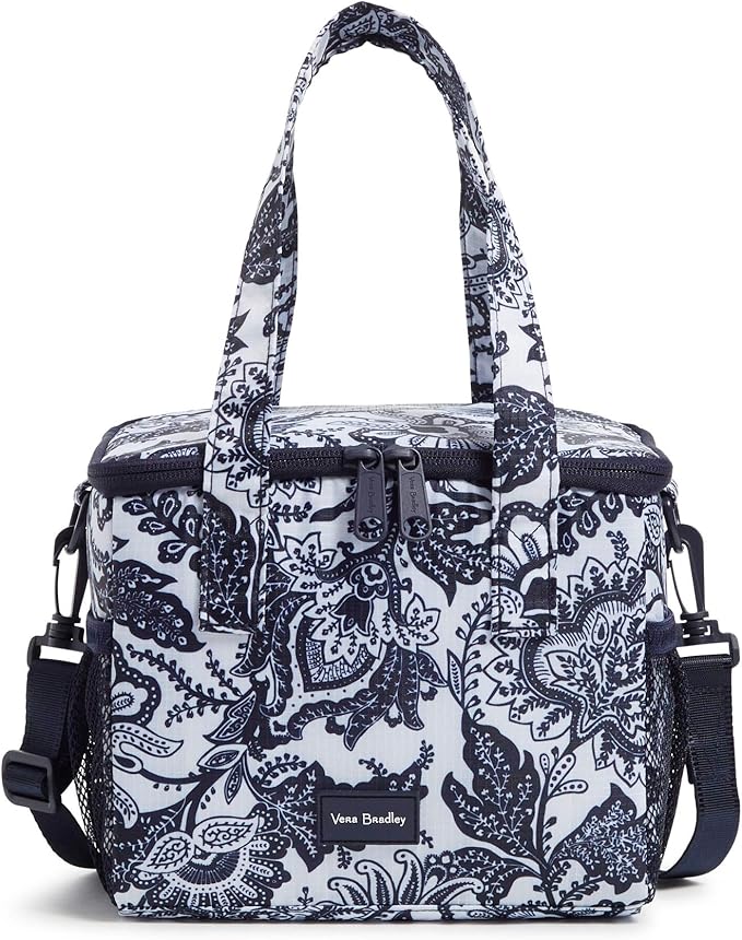 Vera Bradley Women's Recycled Ripstop Lunch Cooler, Java Navy & White, One Size