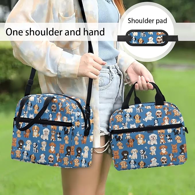 Showudesigns Puppy Dog Lunch Bag for Girls 6-8 8-10 Kids Lunch Box Cute Insulated Lunch Containers with Shoulder Strap Travel Bag Picnic Bags Back to School Office Lunch Tote Kit