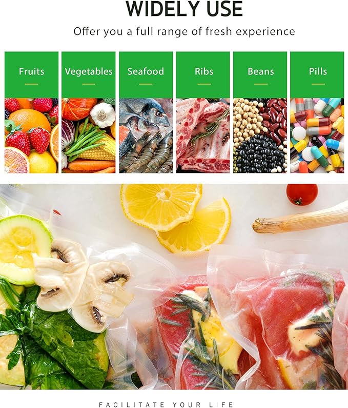 Syntus Vacuum Sealer Bags for Food, 3 Rolls 6" x 50' Commercial Grade Bag Rolls, BPA Free Food Vac Bags for Storage, Meal Prep or Sous Vide