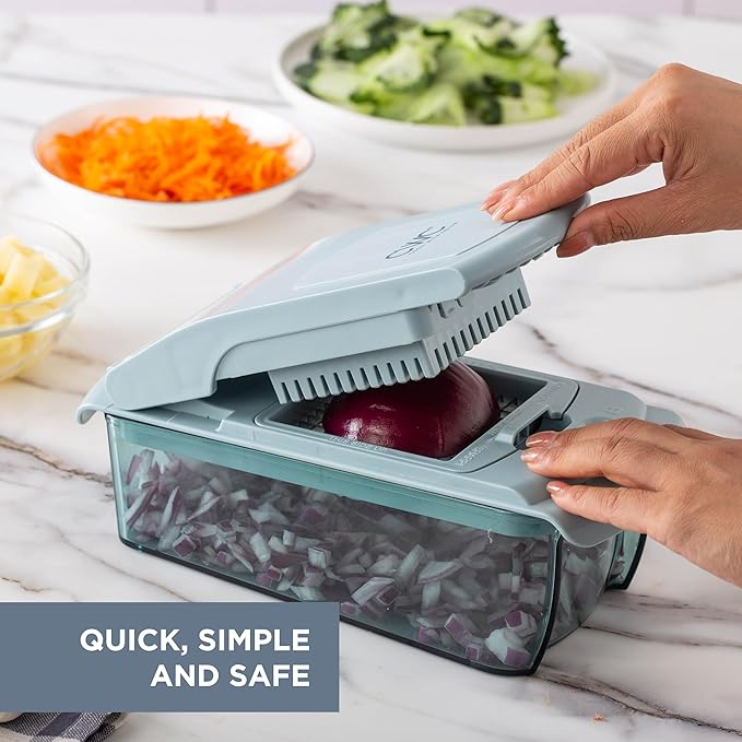 Cook with Color Vegetable Chopper - Multifunctional 11 in 1 Vegetable Chopper with Container - Food Chopper to Dice, Chop, Slice, Julienne and Spiralize, Blue