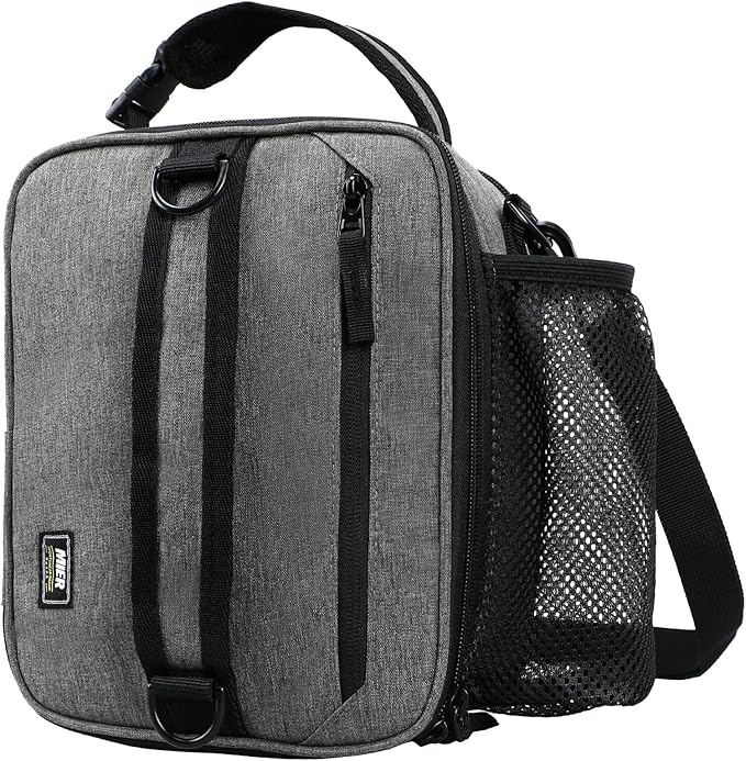 MIER Expandable Lunch Bag Insulated Lunch Box for Men to Work Travel Portable Lunchbox Bags with Shoulder Strap and Water Bottle Holder, Grey
