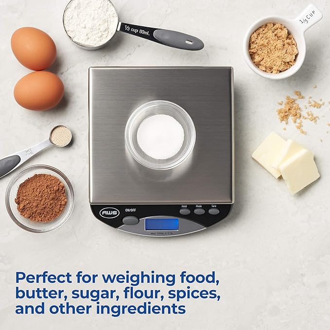 American Weigh Scales Bench Series Precision Digital Kitchen Weight Scale, Food Measuring Scale, 1kg x 0.1g, AMW-1000-BLK