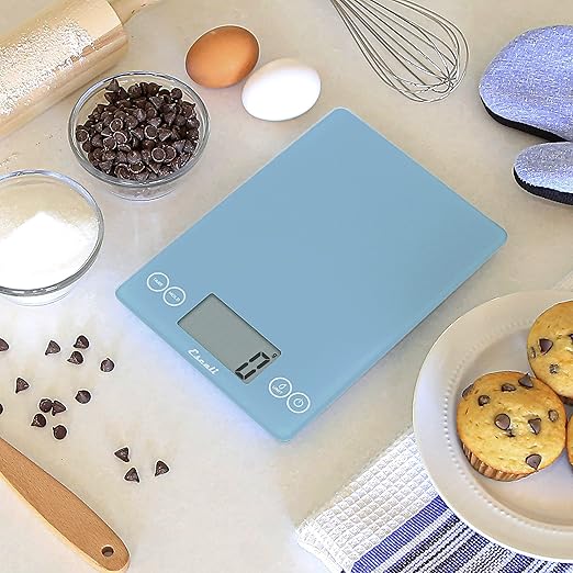 Escali Arti Digital Food Scale, Multi-Functional Kitchen Appliance, Precise Weight Measuring and Portion Control, Baking and Cooking Made Simple, Tempered Glass, Sky Blue