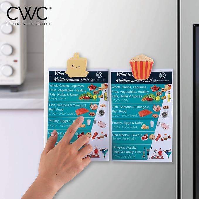 COOK WITH COLOR Cute & Funny Snack Clips - Magnetic Kitchen & Food Clips - Airtight Seal for Food Storage, Popcorn, Pack of 8