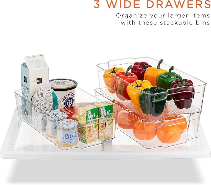 Sorbus Fridge Bins and Freezer Bins Refrigerator Organizer Stackable Food Storage Containers BPA-Free Drawer Organizers for Refrigerator Freezer and Pantry (Pack of 8)