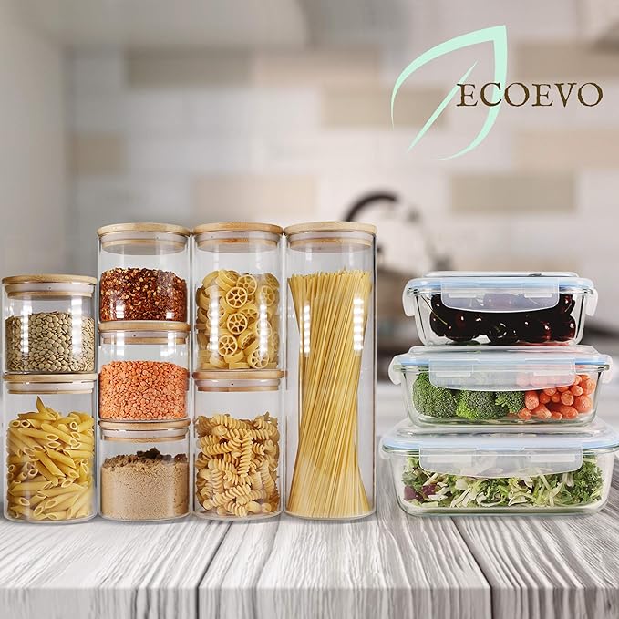 Glass Food Storage Containers Set, Large Size Containers with Lids, BPA-free Locking lids, 100% Leak Proof Glass Meal Prep Containers, Freezer to Oven Safe (2 Pack of 52oz)