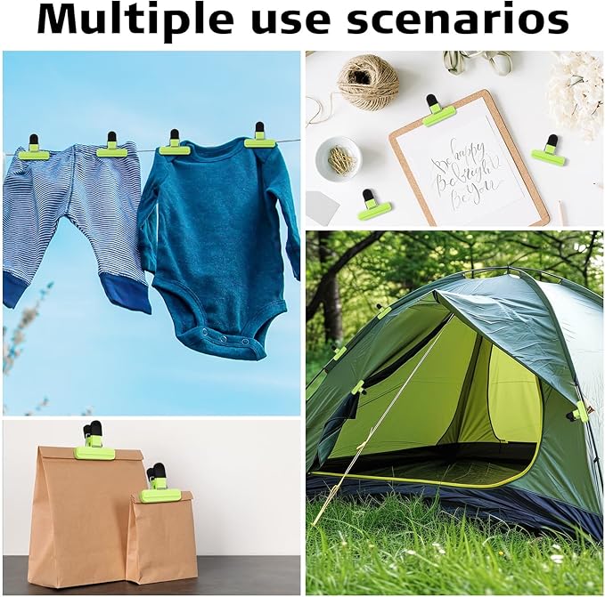 20 Pcs Chip Bag Clips Plastic Heavy Duty Food Bag Clips Heavy Seal Grip for Food Storage Snack, 3.07 x 2.56 x 1.46 Inch(Green)