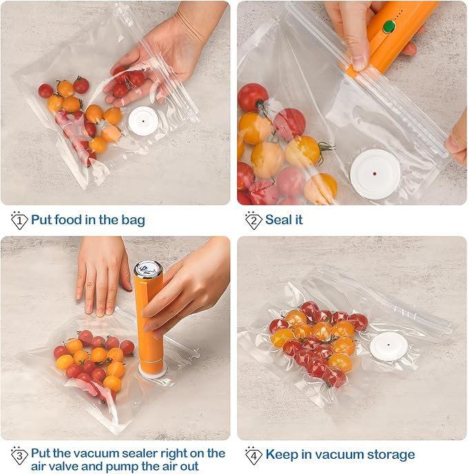 40PCS Vacuum Sealer Bags for Food with Air Valve, Reusable Sous Vide Bags (20 large+20 small)
