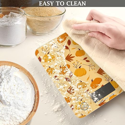 Food Scale Kitchen Scale for Baking Cooking Digital Food Weighing Measuring Scale Small Waterproof Electric Food Scale Fall Pumpkin Leaves