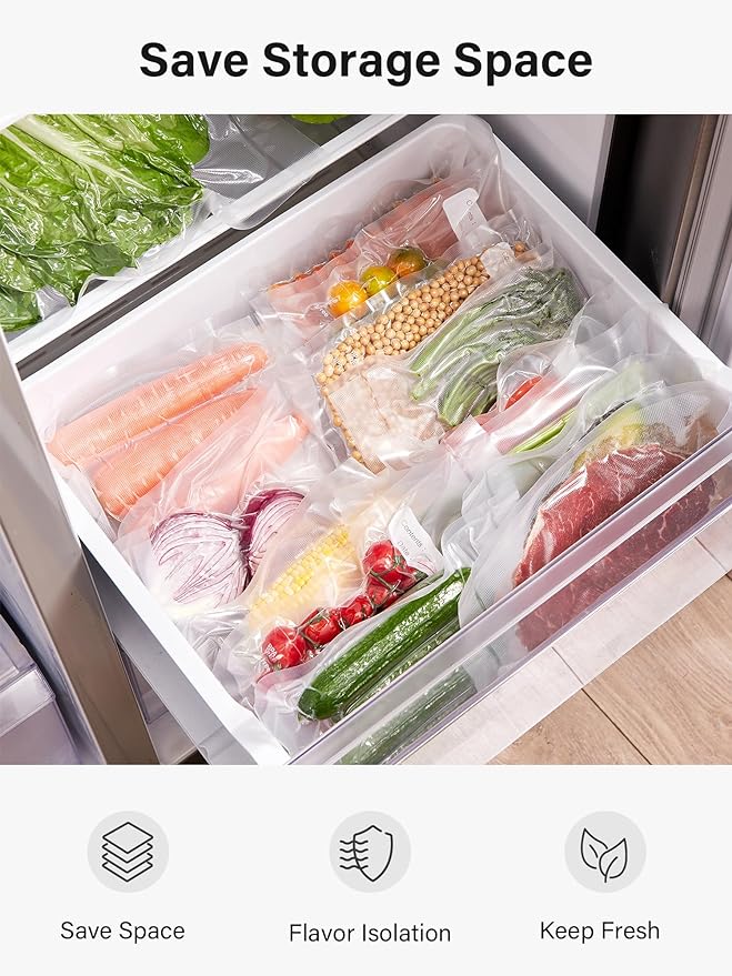 Kootek Vacuum Sealer Bags, 150 Gallon 11" x 16", Quart 8" x 12" and Pint 6" x 10" Vacuum Seal Bags for Food, Commercial Heavy Duty, BPA Free, Precut Food Vac Bag for Storage, Meal Prep or Sous Vide