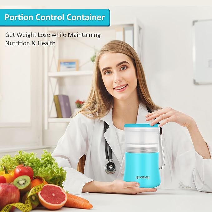 Thermos For Hot Food, 28OZ Soup Thermos For Adults, 2 In 1 Insulated Food Jar, Yogurt Container, Snack Cereal To Go Container, Leakproof Stainless Steel Vacuum Lunch Thermal With Spoon (Blue)