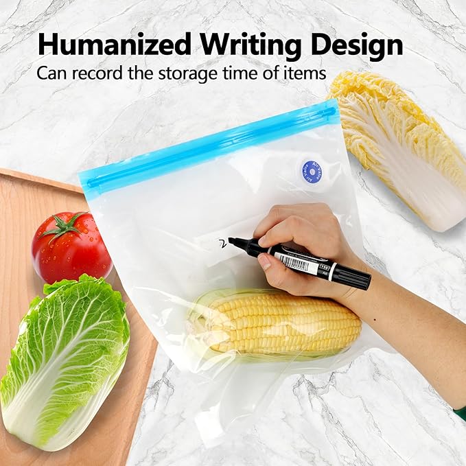 Sous Vide Bags 24 Pcs, 11x10 inches Reusable Vacuum Sealer Bags, Vacuum Food Storage Bag for Cooking, Food Storage, and Microwave Heating, with 2 Seal Clips & 5 Air Valves