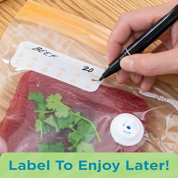 Home Logic Vacuum Sealer Reusable Bags – Freezer, Microwave & Sous Vide Safe Food Storage – 12 Gallon Bags, 10.5 Inch Width