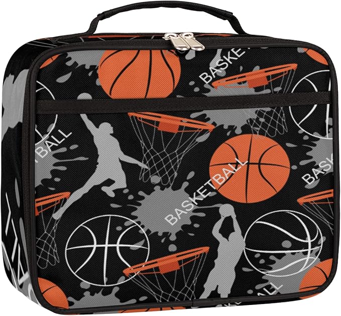 Basketball Slam Duck Insulated Lunch Box for Boys Girls Adult, Reusable Back to School Lunch Bag, Leakproof Meal Prep Tote Kit Cooler Bag Lunch Tote Bag for Work Beach Outdoor