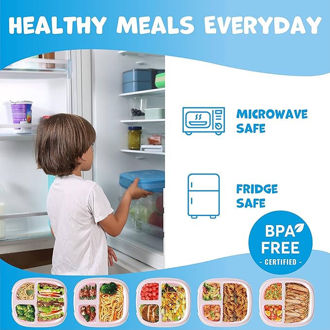 Umami All-in-1 Bento Box for Kids, Ice-pack & Utensils Included, 100% Leakproof & BPA free, Parents' favorite Lunch Box Kids (Blue, 27 oz)