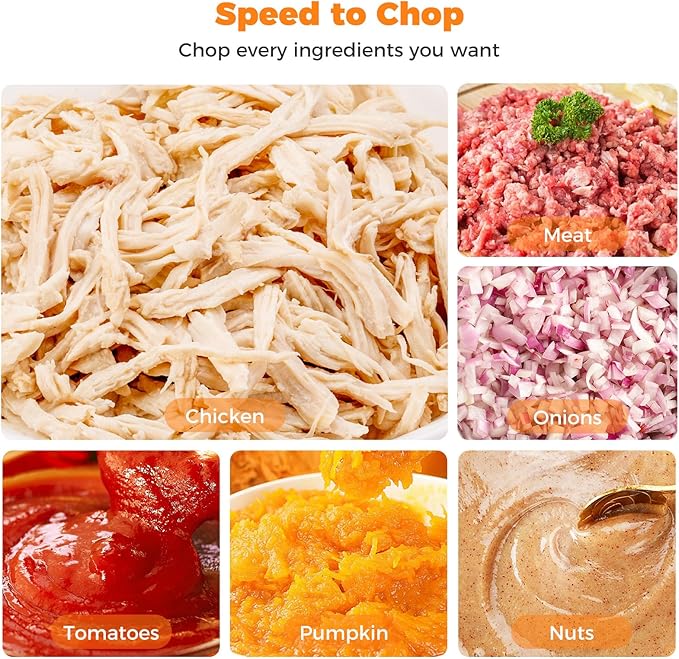 Automatic Electric Chicken Shredder 250W Food Processors Machine - Electric Food Chopper with Meat Grinder & Vegetable Chopper, 2 Bi-Level Blades for Home Use,Kitchen Aid,Baby Food,Pet Food