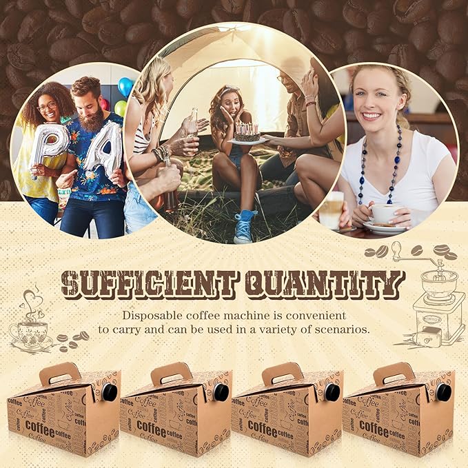 10 Pack Disposable Coffee Box Dispensers 96 oz Insulated Portable Coffee Carrier Containers with Handle for Parties Catering Liquid Carrier