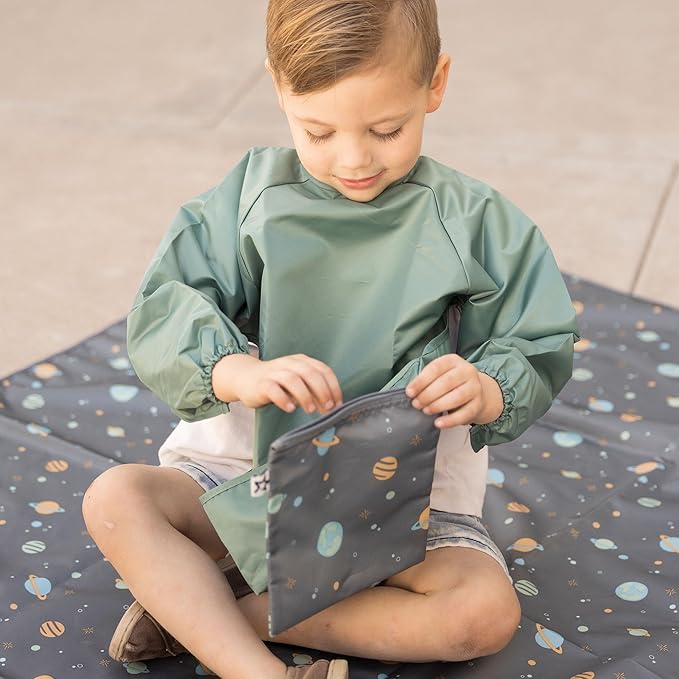 Tiny Twinkle 3 Pack Reusable Snack Bags - Machine Washable, PFAS, PVC, BPA, Phthalate-Free Reusable Baby and Toddler Food Safe Snack Bags (Space)
