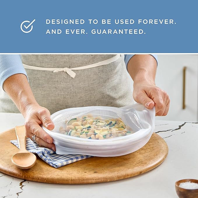 Stasher Premium Reusable Silicone Stretch Lids Variety 4-Pack, Clear, 9”, 6.5”, 4.5”, 2.5”, Airtight Seal, Food Container Covers, BPA Free, Leak-free, Dishwasher Safe, Microwave Safe, Eco-Friendly