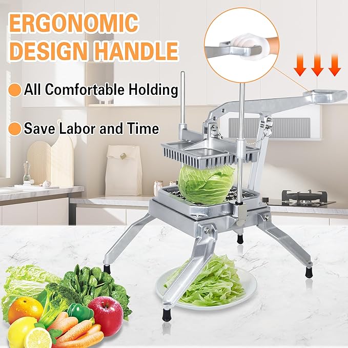 Hakka Commercial Lettuce Cutter, Heavy Duty Vegetable Slicer Cabbage Cutter Stainless Steel for Restaurant & Home Kitchen, Include 3 Blades(1 * 1", 1 * 1/2", 1/2 * 1/2")