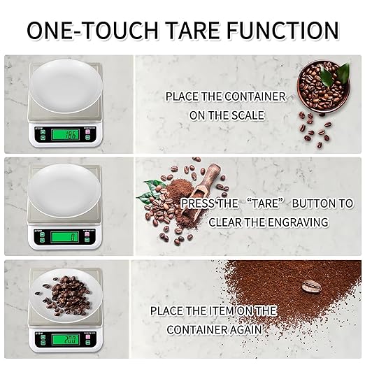 Large Digital Kitchen Scale 88lbs/40kg Kitchen Scales for Food with Tare and PCS Funtion LCD Display Stainless Stee Tray Baking Scale for Baking and Cooking, Adapter Included (White, 40kg)
