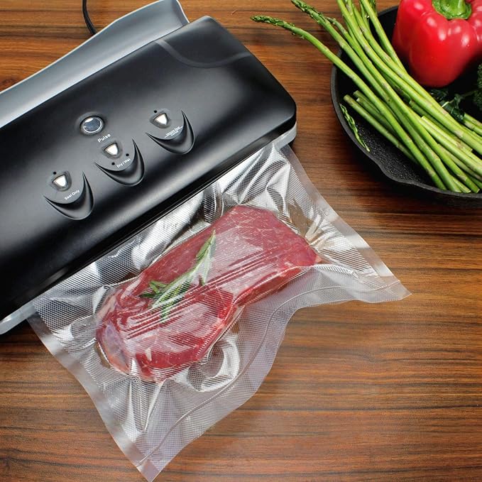 Vacuum Sealer Bags Rolls Compatible with FoodSaver, 2 Pack 11" x 25' and 2 Pack 8" x 25' Fit Inside Machine Commercial Grade Embossed Food Preservation Rolls (Total 100 Feet)