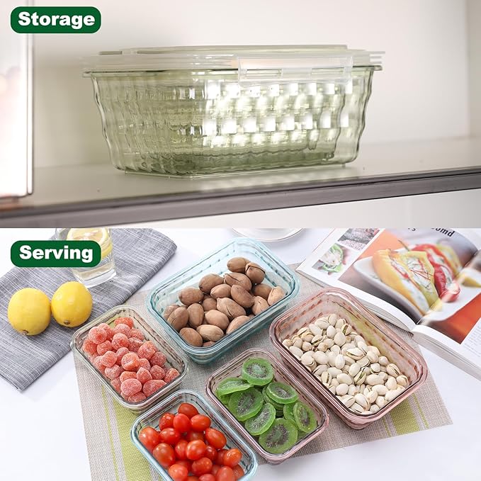 Taiuloo Set of 3 Food Storage Container, BPA Free Salad Bowls with Lids, Salad Lunch Container To Go with Handle, Plastic Meal Prep Storage Containers for Snacks, Fruits, Pink