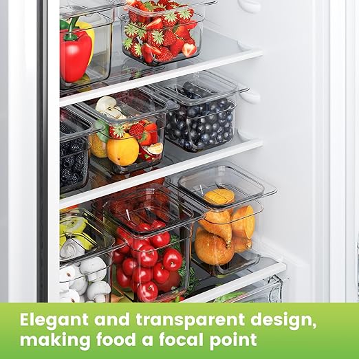 6 Pack Plastic Food Pan with Lid 1/6 Size 2.5 Inch Deep Restaurant Clear Food Storage Containers Polycarbonate Commercial Hotel Pans for Fruits Vegetables Beans Corns (12 PCS, 2.5'' Deep)