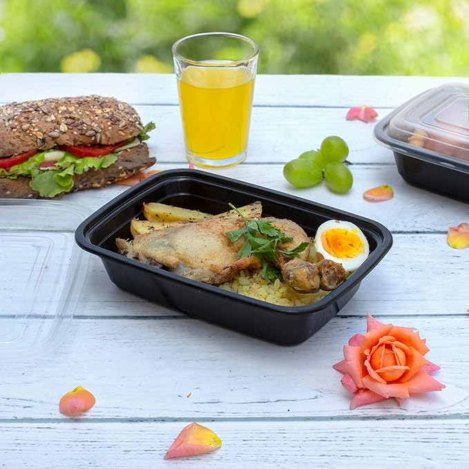 Comfy Package [24 oz -50 Count 1 Compartment Meal Prep Containers Reusable - Microwaveable, Dishwasher and Freezer Safe, BPA-Free, Portion Control and Convenience Food Storage with Lids, Stackable