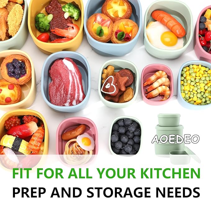 4Pcs Silicone Food Storage Containers with Lids,BPA Free Reusable Silicone Storage Containers for Food Freezer Containers Freezer Dishwasher Safe (33.8oz, 20oz, 10oz, 6.7oz) (green)