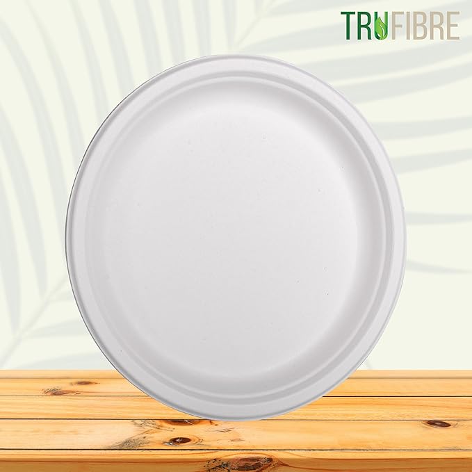 10" Paper Plates, Compostable Bagasse Food Container, Disposable, Microwave Safe for Lunch, Dinner, Party, Supplies, Events, Bulk, 125 Pack