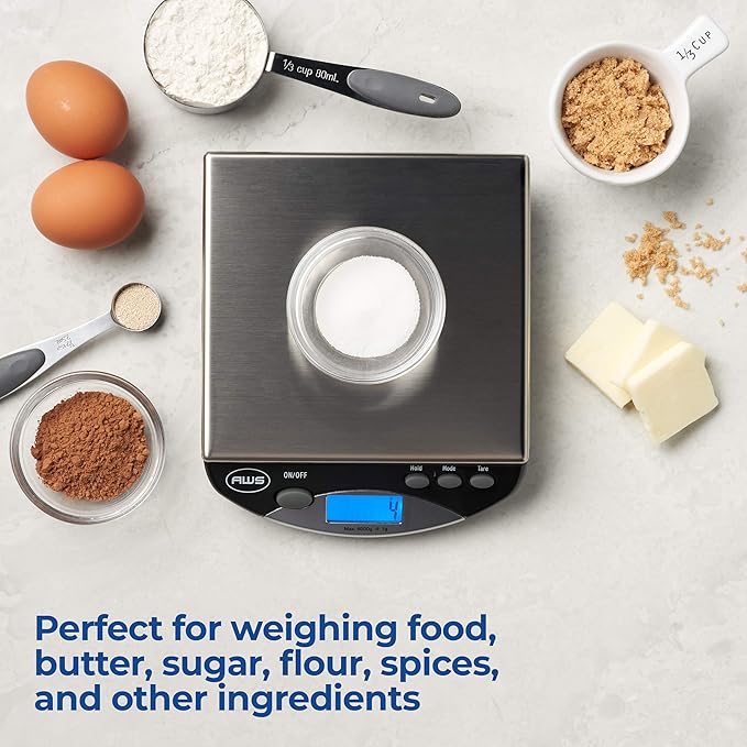 American Weigh Scales Digital Postal/Kitchen Scale, Stainless Steel Surface, Backlit LCD Screen AMW13-BK13 lb./6 kg, Black