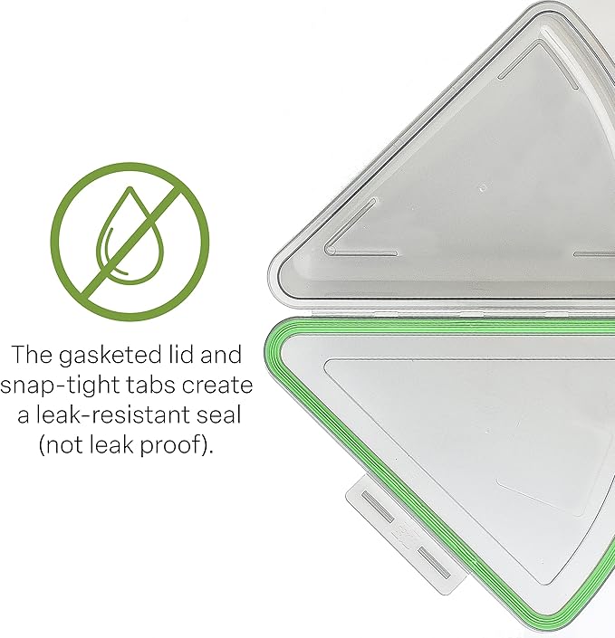 Pizza Slice To-Go Compartment Container, 9-1/4" X 8-1/4" X 2-1/2", Reusable, Microwave Safe, NSF Certified, Smoke/Green
