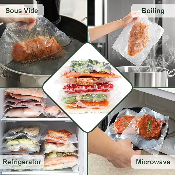 Vacuum Sealer Bags for Food - 50 Quart 8'' x 12'' Pre-Cut Food Saver Bags Quart Size, BPA Free Heavy Duty Vacuum Seal Bags for Food Preservation, Freezer Storage, Seal a Meal or Sous Vide