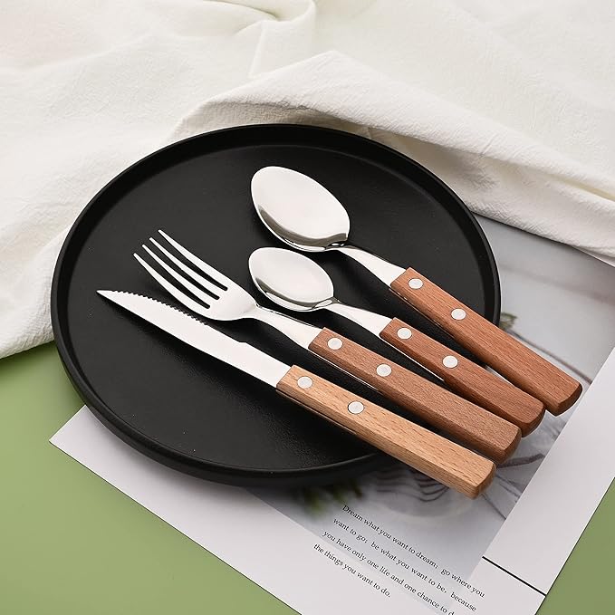 Espresso Spoons, 8-Piece Mini Coffee Stainless Steel Spoons Bistro Small Spoons for Dessert, Tea, Appetizer, Dessert Spoons with Wooden Handle, 6.3-inch Flatware Teapoons