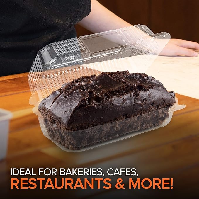 Stock Your Home Plastic 9 x 5 Inch ClamShell Takeout Trays (25 Count) - Dessert Containers - Plastic Hinged Food Container - Disposable Plastic Clamshell Food Containers for Slices of Cake, Sandwiches